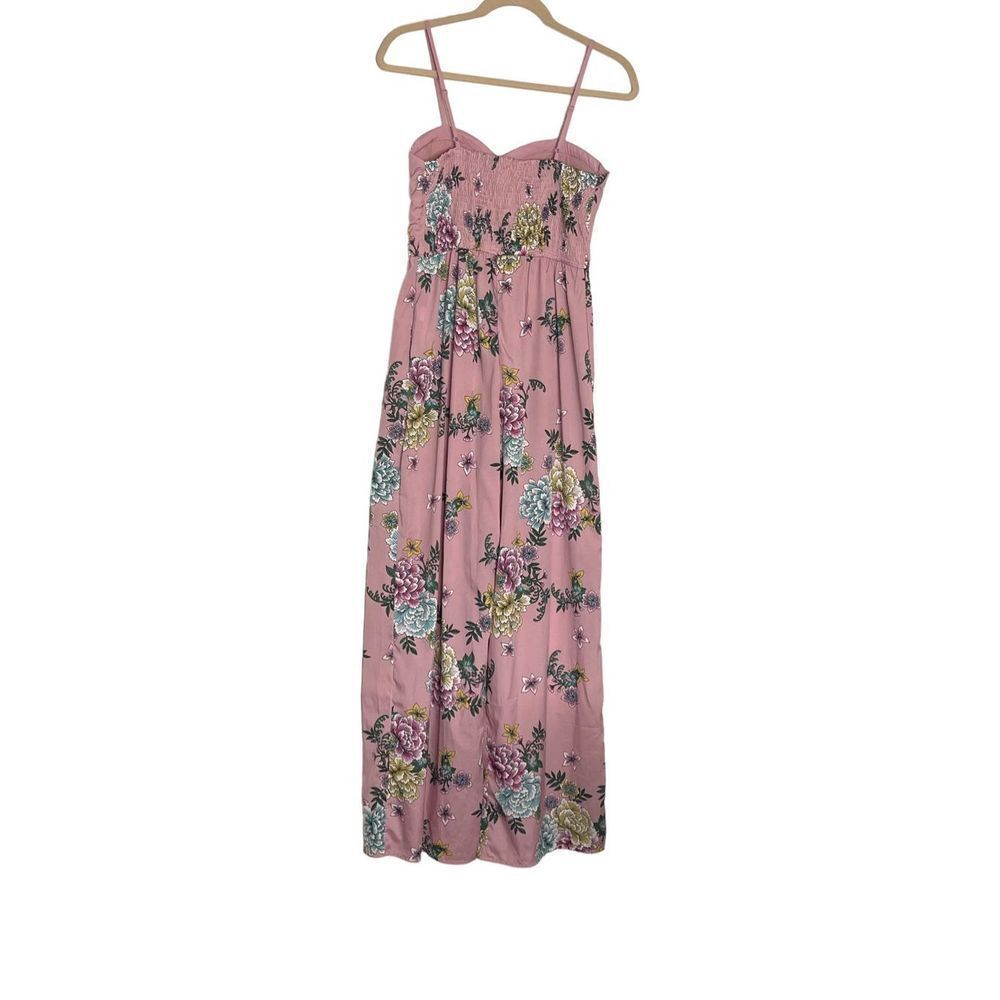 BAND OF GYPSIES‎ | WOMENS MOISSANITE CORSET BODICE WIDE LEG JUMPSUIT PINK FLORAL - Picture 5 of 8